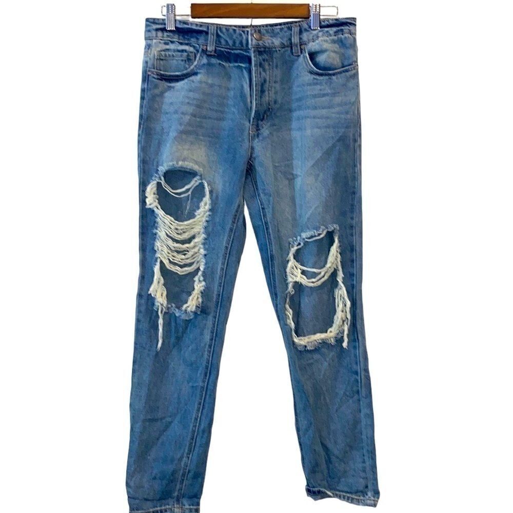 Afrm 28 Ripped Mom Casual Destroyed Festival Button Fly Jeans‍‍‍‍‍‍‍